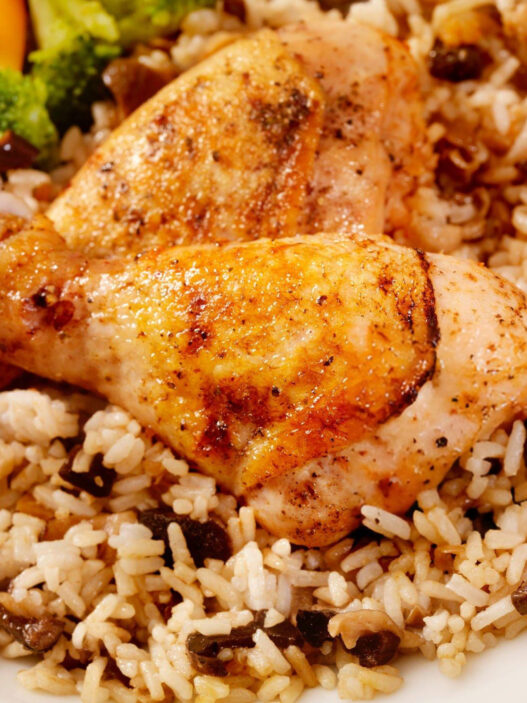 Chicken Legs with Mushroom Rice Recipe