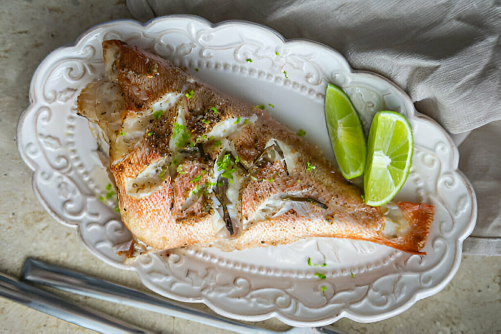 Baked Sea Bass with Herbs and Lime Recipe