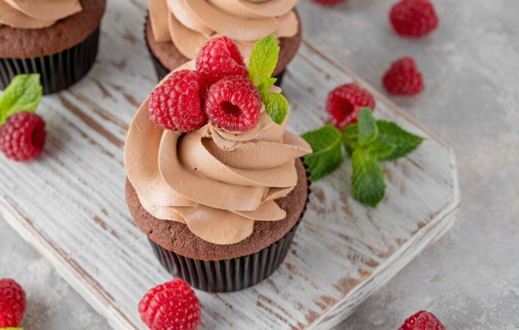 Raspberry Cupcakes with Chocolate Whipped Cream Recipe