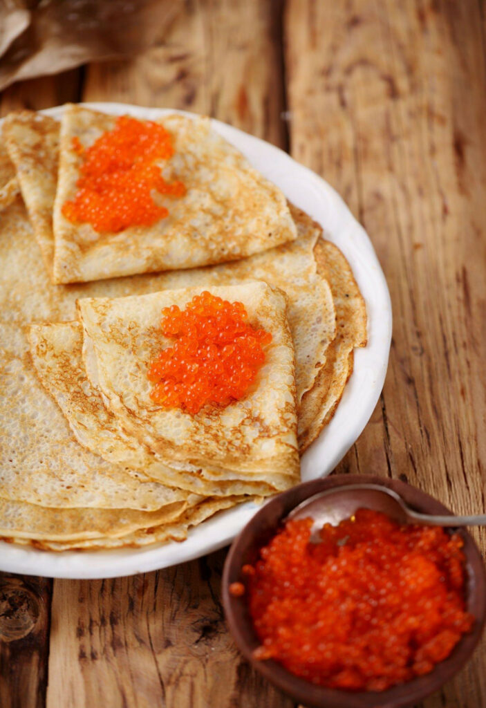 Pancakes with Salmon Caviar Recipe