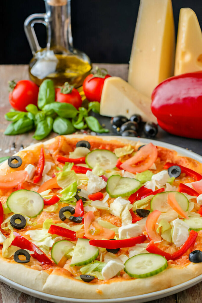Vegetarian Pizza with Mozzarella and Feta Recipe