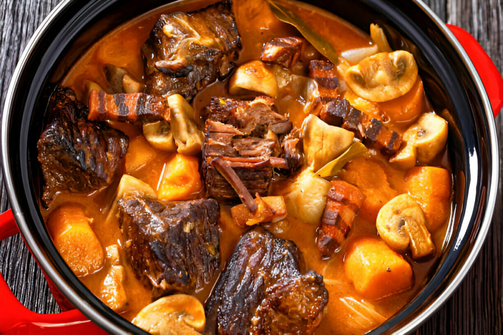 Roasted Grass Fed Beef Burgundy with Stew Cubes Recipe